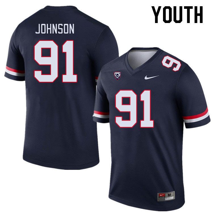 Youth #91 Isaiah Johnson Arizona Wildcats College Football Jerseys Stitched-Navy